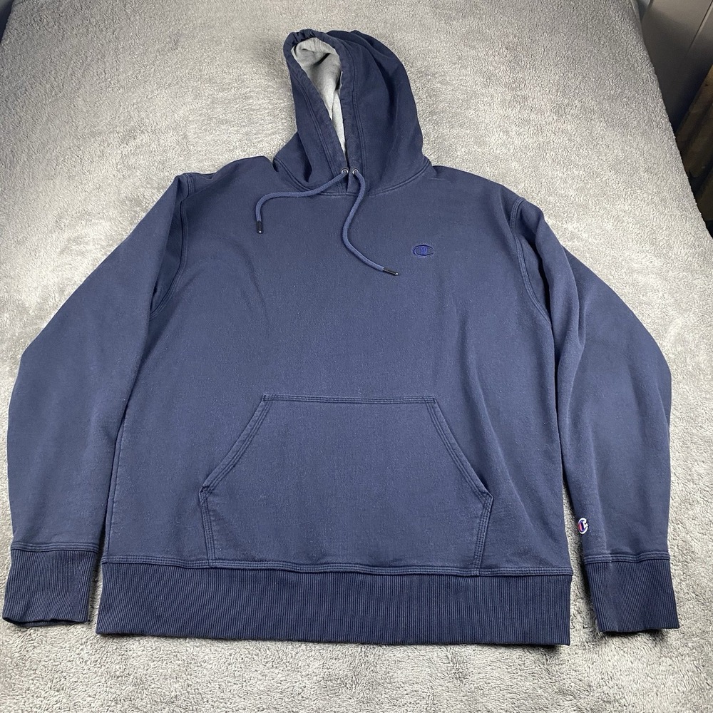 Champion Pullover Sweatshirt Hoodie Mens Large Blue Navy Long Sleeve